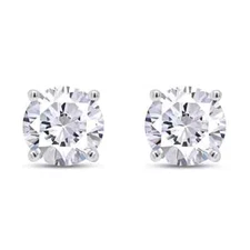 2.00 Ct Round Cut F VS1 Lab Grown Diamond Earrings 14K White Gold 4-Prong Studs