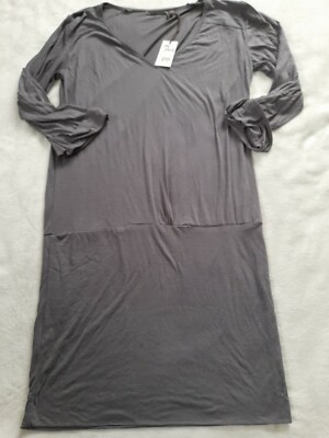 Dictionary Womens Long Shirt Shirt Dress Gray Size S R2598