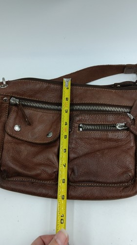 Purse FOSSIL Brown Leather Shoulder Bag With Key Hangtag Multiple Pockets - Picture 16 of 18