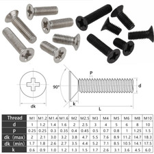 Countersunk Screws M1.4 M1.6 M2 M2.5 M3 M4 M5 Flat Head Philips Drive Screws