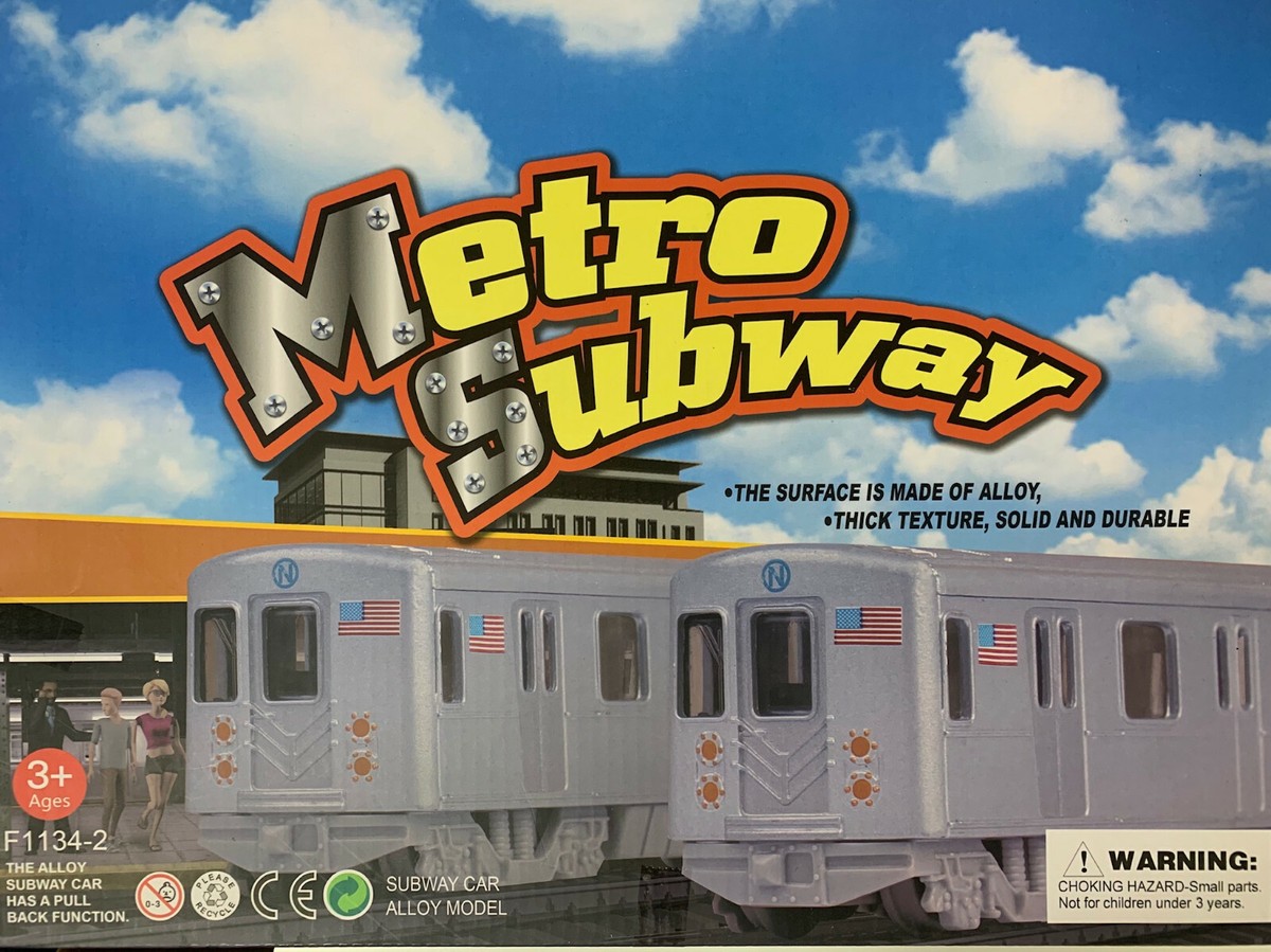 Set of 2, New York City MTA Metro Subway Rail Train, Diecast Model