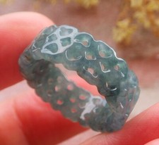 Video Certified Icy Green Natural A JADE Jadeite Heart RING USA. 9    695622