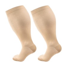3PK Wide Calf Plus Size Compression Socks Women Men 15-20mmHg Medical Stocking--