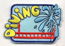 DIVING Iron On Patch Diver Swimming