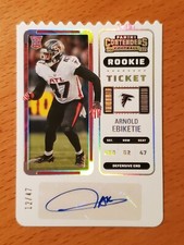 2022 Contenders Ticket Stub #165A Arnold Ebiketie Falcons Rookie Auto #'d 12/47