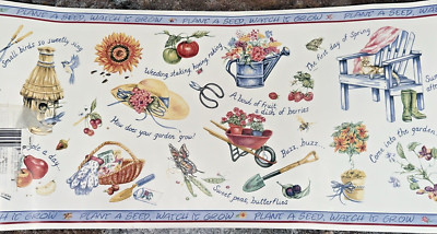 KATZENBACH & WARREN Plant a Seed Watch it Grow WALLPAPER BORDER 5yd x 9  2 rolls