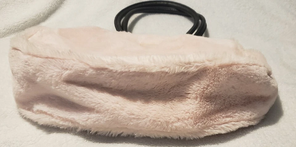 Bolso de Gato Luv Betsey Johnson Rosa Pálido Peludo Peludo Grande Cara de Gato Lentejuelas Foto 3 de 4