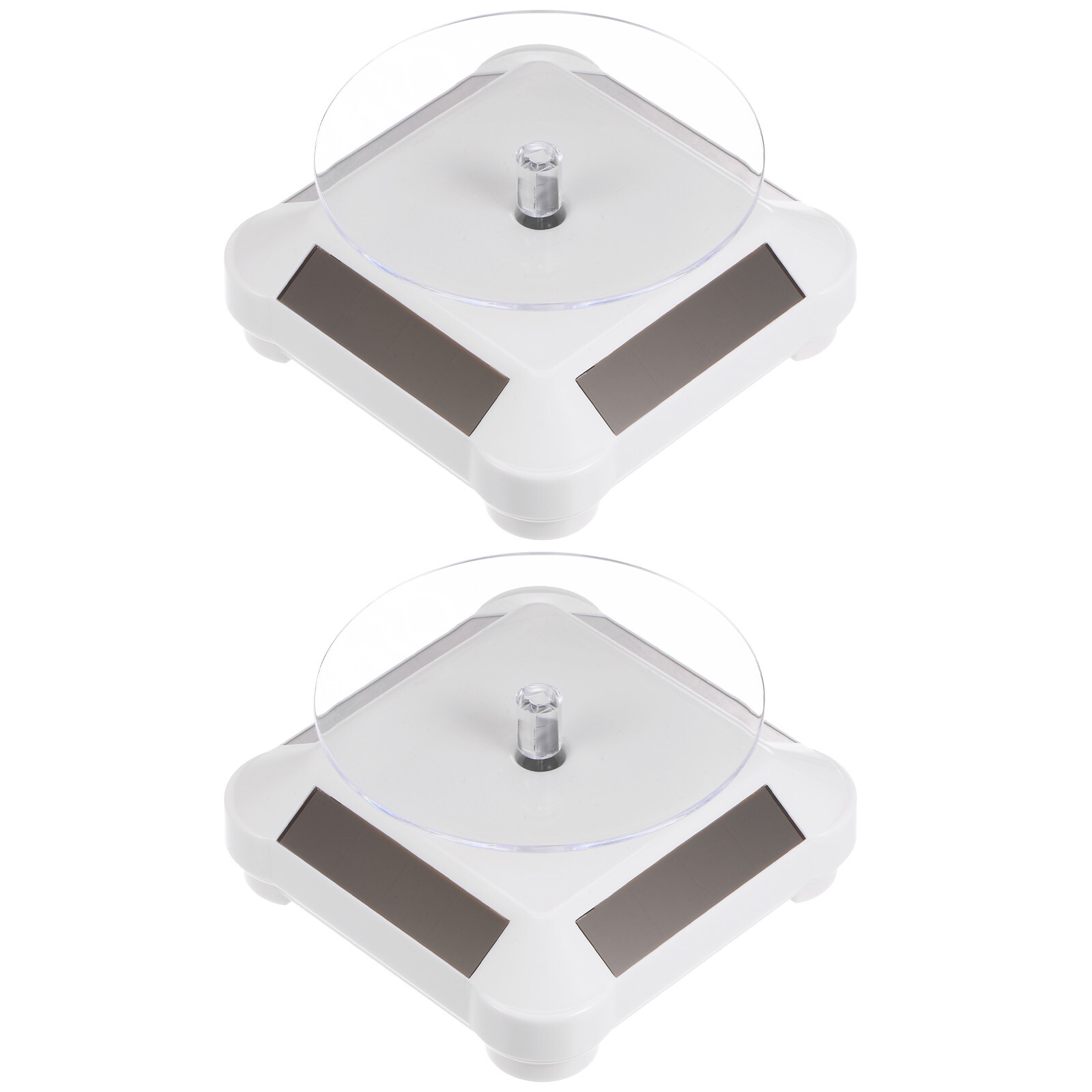 2pcs White ABS Solar Display Stand with 360° Rotating Turntable