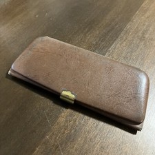VINTAGE HARD GLASSES Brown CASE - 1960s 50s Snap Closure Clamshell AO