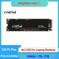 Crucial P3 Plus SSD 2TB 1TB 500GB PCIe Gen4 3D NAND NVMe M.2 2280 up to 5000MB/s