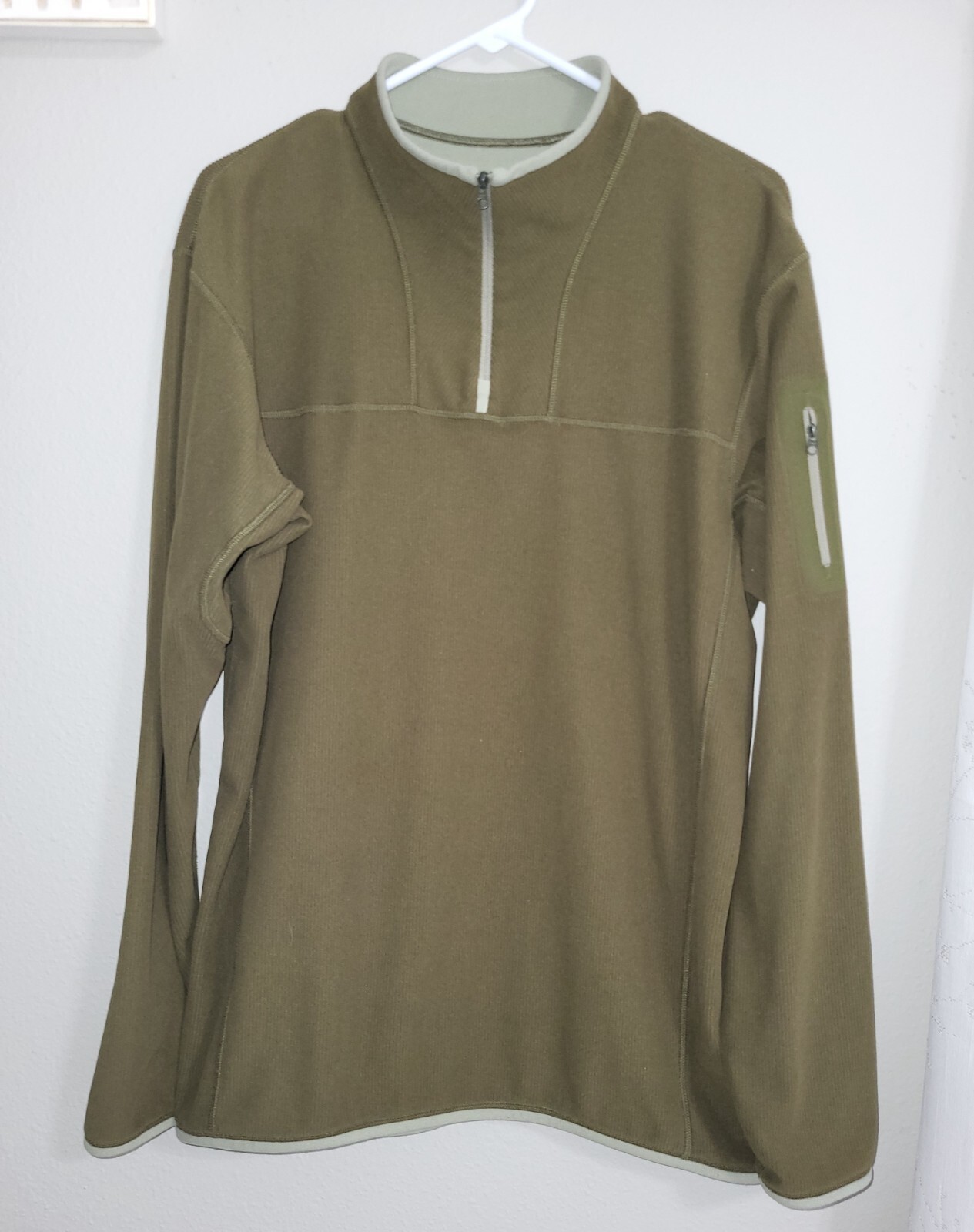 Arc'teryx Maglione Uomo 1 3 Zip Maglione a Costine Giacca Logo Oliva Taglia L G