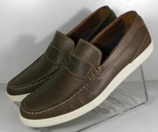 258790 MS50 EMMETT MEN'S SHOES SIZE 10M BROWN LEATHER SLIP ON JOHNSTON & MUPRHY