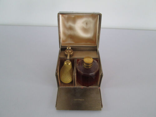 VERY RARE 1920s COTY L'AIMANT 12 SIDED CRYSTAL PERFUME BOTTLE & ATOMISER BOXED - Afbeelding 1 van 8