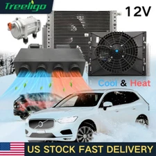 12V Underdash Truck Car Air Conditioner Universal Electric AC Unit Kit Heat&Cool