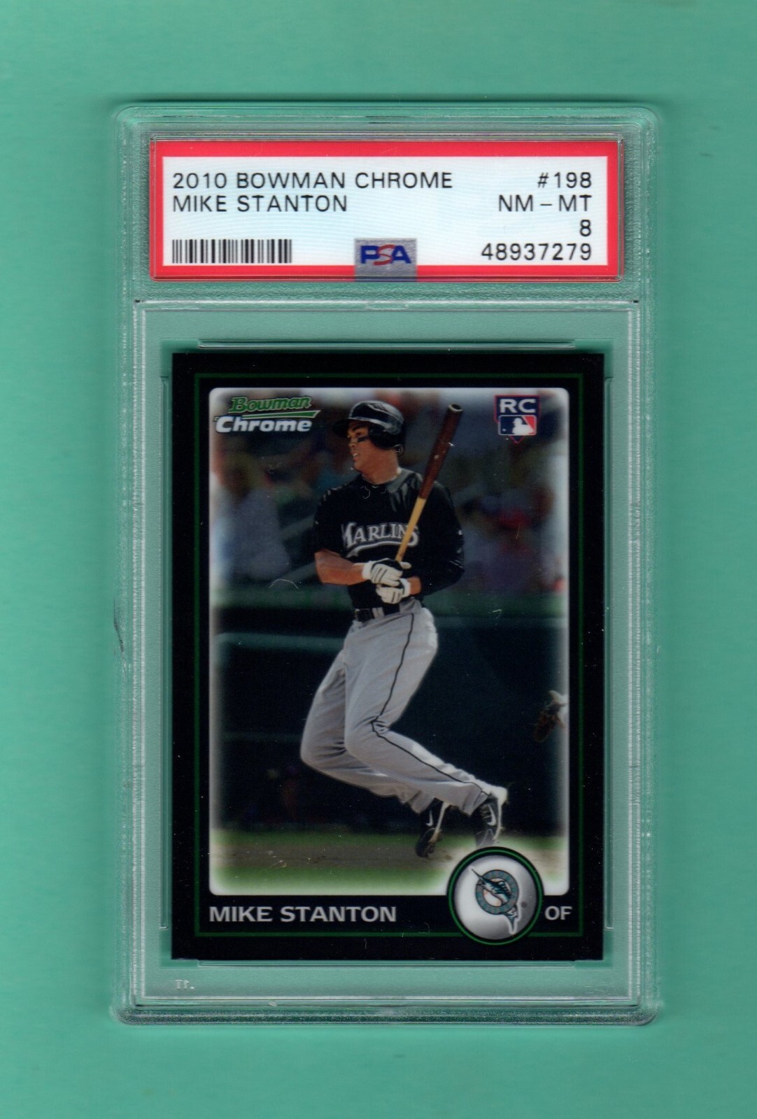 MIKE GIANCARLO STANTON 2010 BOWMAN CHROME ROOKIE RC # 198 FRESHLY GRADED PSA 8
