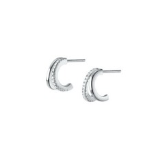 Halb Creolen Ohrstecker Silber 925 Zirkonia Damen Mädchen Ohrringe