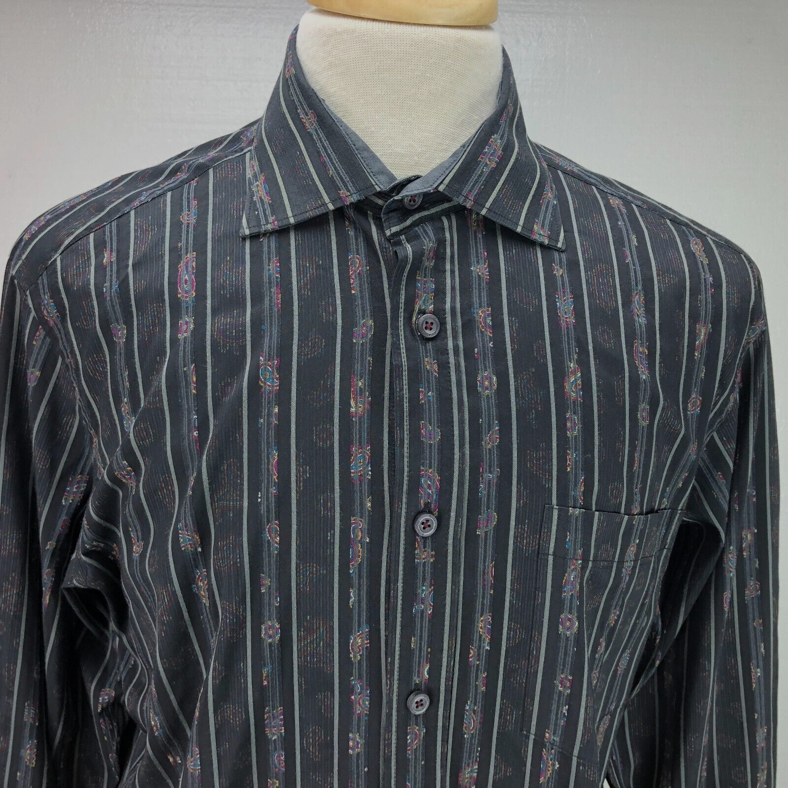 Bugatchi Uomo L Multicolor Stripes Button Front L… - image 2