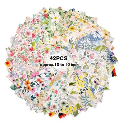 42-10'' Precut Fabric Quilt Squares Layer Cake Bundles for Quilting Printed Fl...