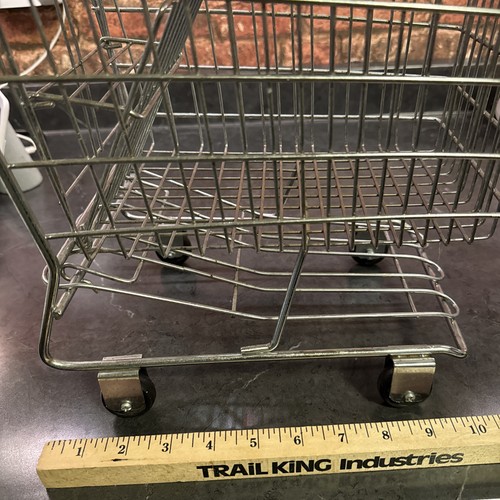 Vtg Miniature Metal Shopping Cart Doll , Play , Display Plastic Wheels 11.5” - Picture 18 of 22