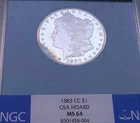 1883 CC $1 GSA MORGAN SILVER DOLLAR NGC MS 64-LUSTROUS WITH COLORFUL REVERSE-!!!