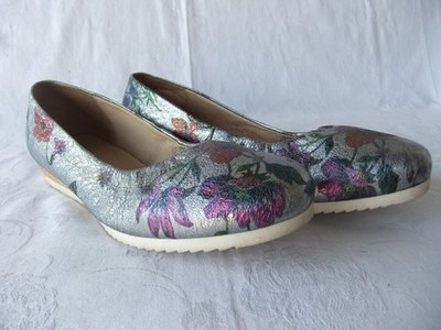Gabor Comfort Ballerinas blau/ blumig Gr. 6 G Leder guter Zustand