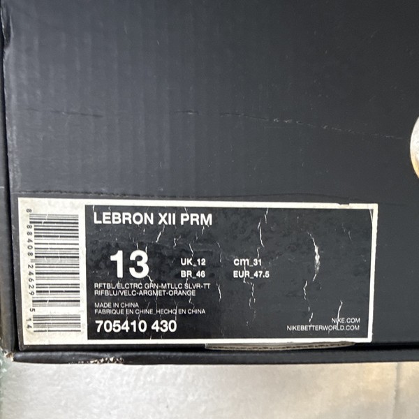 Nike LeBron 12 Trillion Dollar Man Caña Alta Con Cordones 705410-430 2