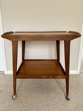 Vintage REMPLOY Mid Century Danish Style Teak 2 Tier Coffee Table Drinks Trolley
