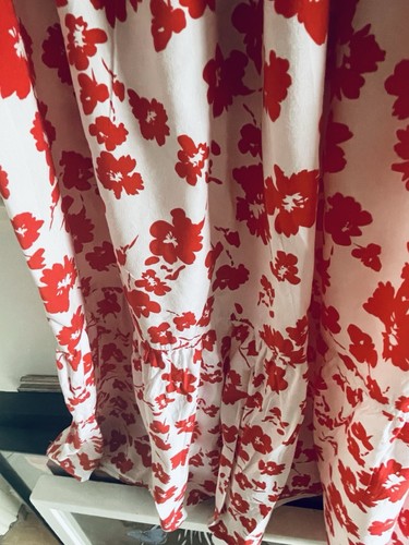 Zara White Red Floral Bloggers Bardot Midi Summer Dress - XL - Picture 7 of 7