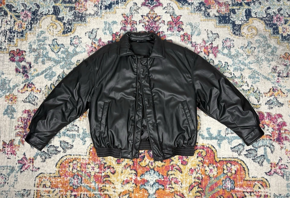 Zara Cropped Bomber Jacket Black Men's Size L - Image 4 of 4