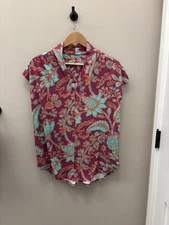 TB14370- SOFT SURROUNDINGS Women Thin Stretch Cotton Modal Blouse Multicolor L