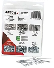 Arrow RK6120 Pop Rivet Assortment Kit for Metal, Fabric, Leather, and Auto 