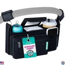 Swanoo Universal Stroller Caddy Organizer with Cup Holder & Non-Slip Straps