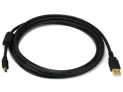 Monoprice USB 2.0 Type-A to Mini-B 5-Pin Cable, with Ferrite 6 Feet, Black 