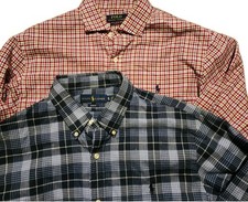 Lot Of 2 Polo Ralph Lauren Long Sleeve Button Down Shirts Check Slim Fit XL