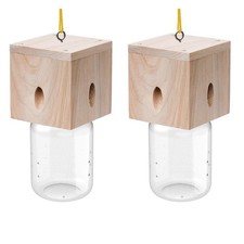Carpenter Bee Traps 2 Pack Outdoor Hanging Cube Style Nature Pest Control Wood