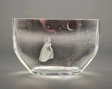 VTG Orrefors 1940's Sweden WISH TO THE MOON Engraved Crystal Vase Edvin Öhrström