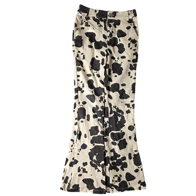 Emory Park Womens Pants Size S Cow Print OffWhite Wide Leg Flare Y2K Cowgirl