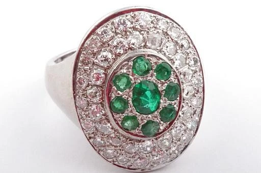 Smaragd Diamant Ring 585 14K Weiß Gold Gr 51 Top! . - Bild 4 von 4