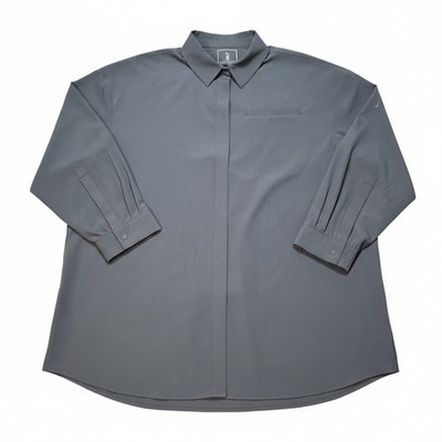 Nike Women's Large 24.7 PerfectStretch Dri-FIT Oversized Button Up Shirt Grey