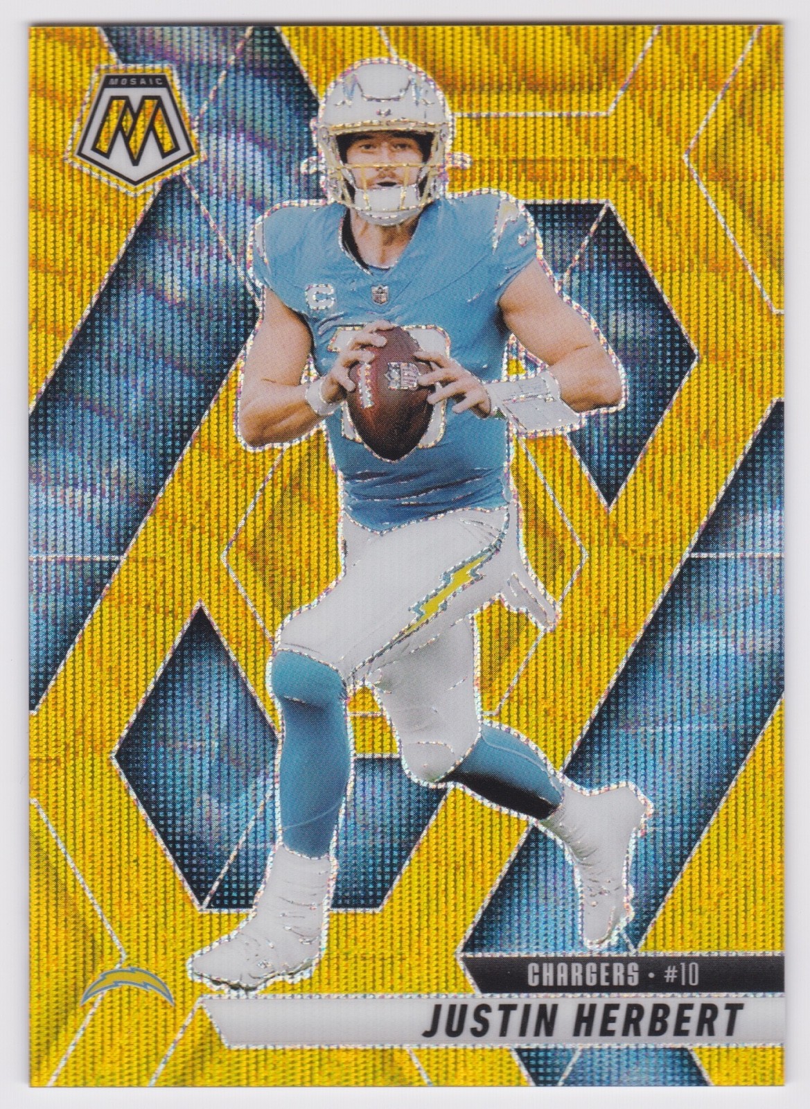 2025 PANINI MOSAIC JUSTIN HERBERT GOLD WAVE PRIZM 02/10 #80