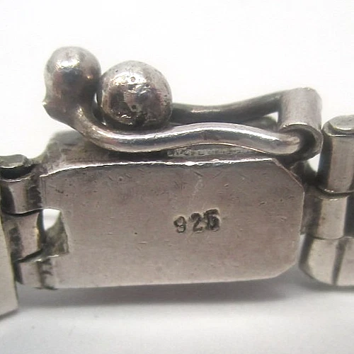 Vintage Lapis and Malachite Sterling Silver Graduated Bracelet - Image 4 of 4