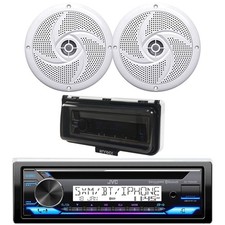 JVC KD-T92MBS Bluetooth Marine AM/FM/CD Radio, 2x 4" 100W Speaker, Cover White 