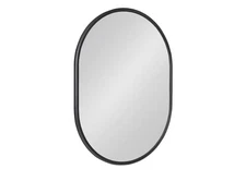 Kate and Laurel Caskill Modern Oval Mirror, 18" x 24", Black, Capsule-Shaped...