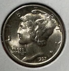 1937 Choice Uncirculated US Mercury SILVER Dime "Philadelphia" Mint! FSB! Coin!
