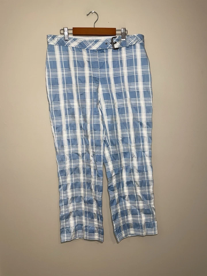 Pantalones retro a cuadros baratos y elegantes Moschino para mujer EE. UU. 10 con cinturón pierna recta Foto 2 de 4