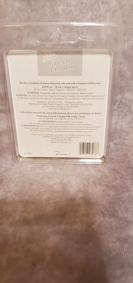 Spray de niebla Love's Fresh Lemon Cologne 0,69 fl. oz./20 ml por Dana nuevo sellado Foto 2 de 4