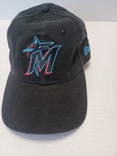 New Era 9twenty Miami Marlins Strap Hat Adjustable MLB Baseball Black Cap