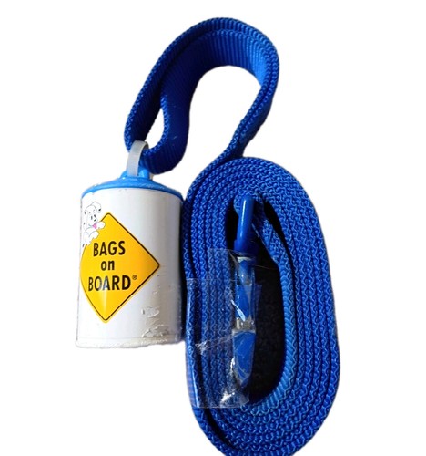 Bags On Board Pet Waste Dispenser White & Blue Nylon Dog Leash Set