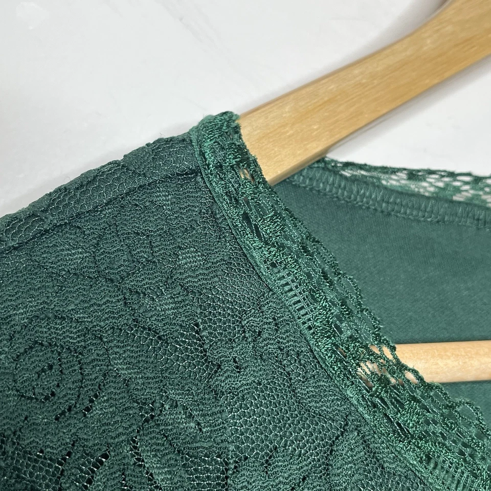 Top de encaje Allegra K verde para mujer talla pequeña hada del bosque capricho oscuro romántico Foto 3 de 4