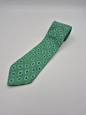 Paul Stuart Green Blue Diamond Geometric Silk Tie